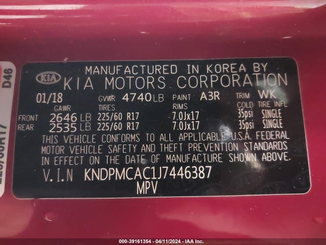 KIA Sportage Lx 2018 KNDPMCAC1J7446387 Image 9