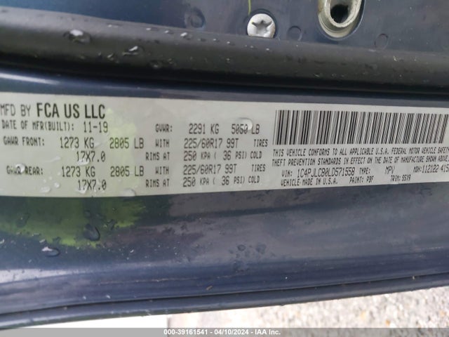 1C4PJLCB0LD571558 Jeep Cherokee Latitude Fwd