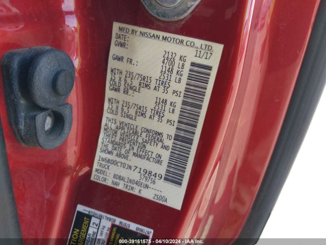 1N6BD0CT0JN719849 Nissan FRONTIER S
