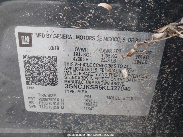 Chevrolet TRAX LS 2019 3GNCJKSB5KL337040 Image 9