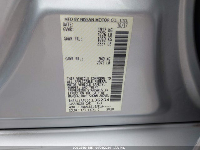 Nissan Altima 2.5 Sl 2018 1N4AL3AP5JC136204 Image 9