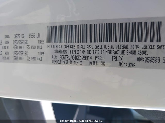 3C6TRVAG4GE129914 RAM Promaster 1500 Low Roof