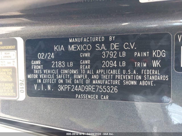 KIA Forte Lxs 2024 3KPF24AD9RE755326 Image 9