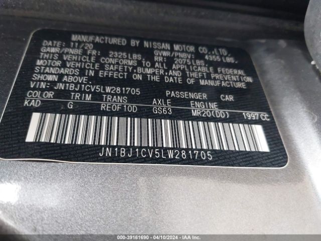 JN1BJ1CV5LW281705 Nissan Rogue Sport Sv Fwd Xtronic Cvt