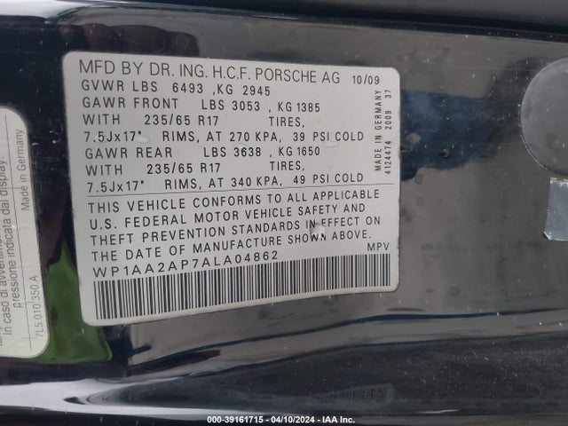 2010 PORSCHE CAYENNE WP1AA2AP7ALA04862 Photo 8