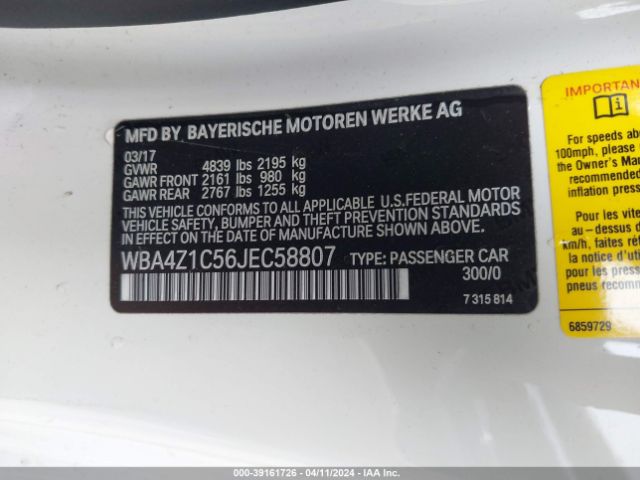 WBA4Z1C56JEC58807 BMW 430I