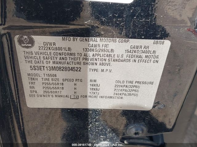 2008 SAAB 9-7X 5S3ET13M082804522 Photo 8