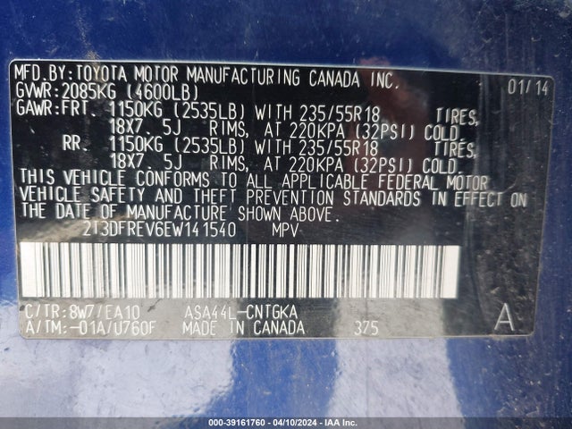 Toyota Rav4 Limited 2014 2T3DFREV6EW141540 Image 9
