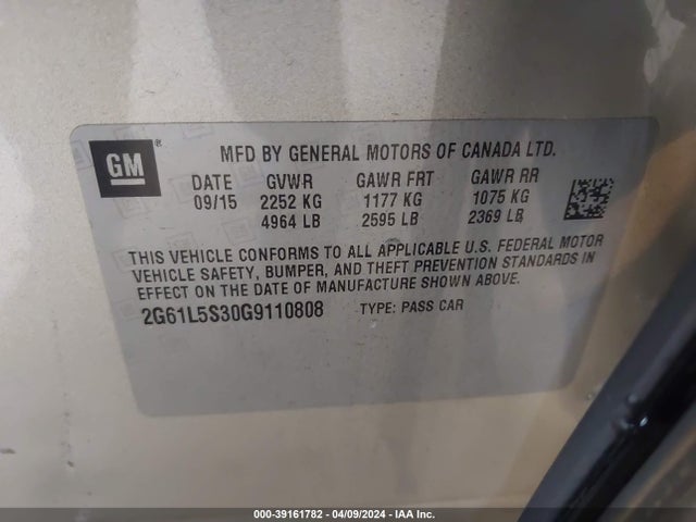 2G61L5S30G9110808 Cadillac Xts Standard