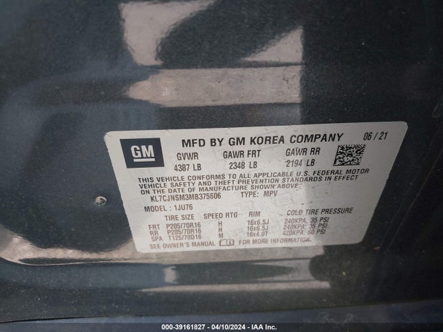Chevrolet TRAX LS 2021 KL7CJNSM3MB375606 Image 9