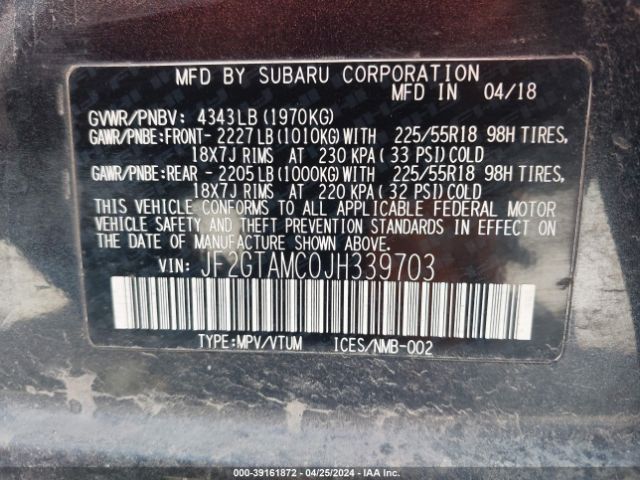 JF2GTAMC0JH339703 Subaru Crosstrek 2.0i Limited