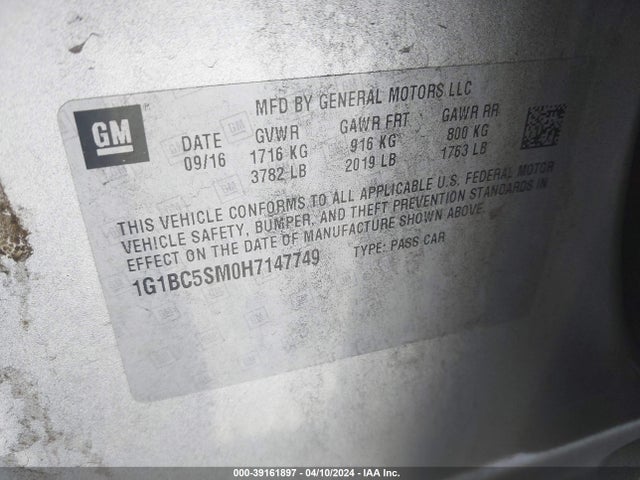 Chevrolet Cruze Ls Auto 2017 1G1BC5SM0H7147749 Image 9