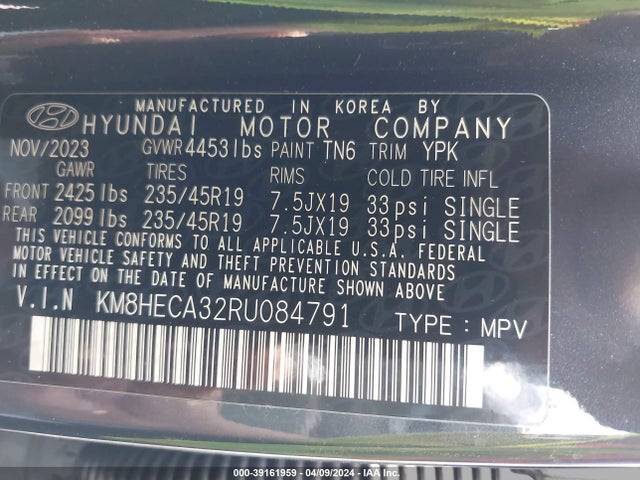 Hyundai Kona Limited 2024 KM8HECA32RU084791 Image 9
