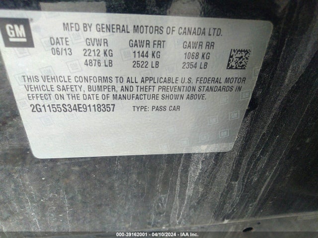 Chevrolet IMPALA 2LZ 2014 2G1155S34E9118357 Image 9