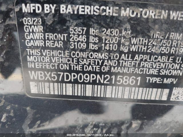 WBX57DP09PN215861 BMW X3 Xdrive30i