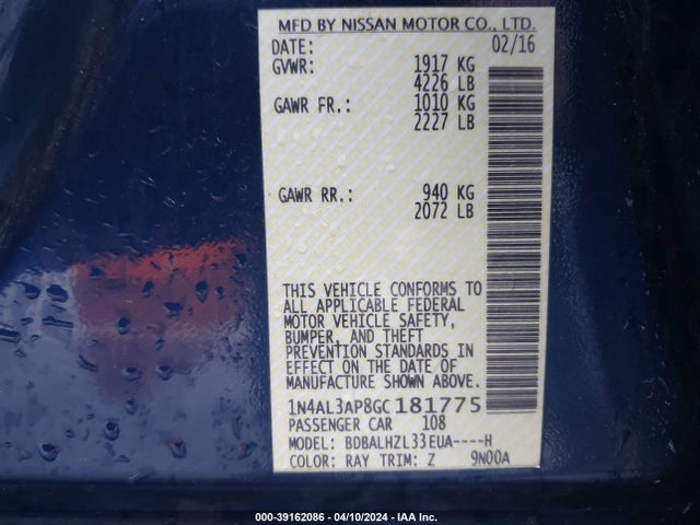Nissan Altima 2.5 Sr 2016 1N4AL3AP8GC181775 Image 9