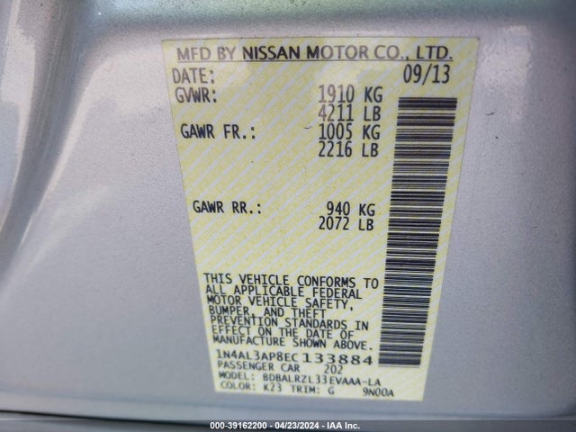 Nissan Altima 2.5 S 2014 1N4AL3AP8EC133884 Image 9