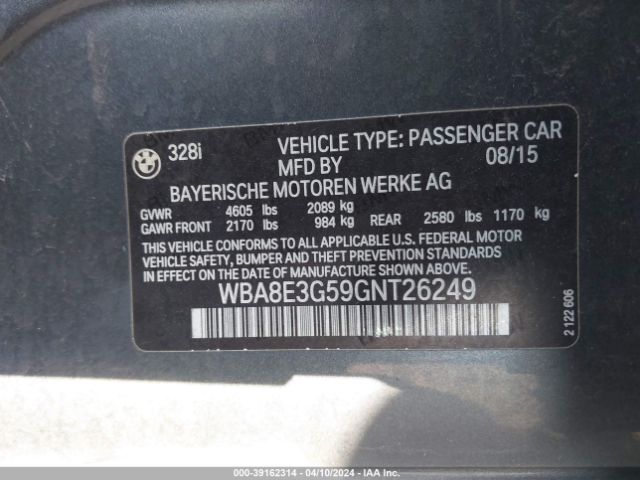 WBA8E3G59GNT26249 BMW 328i Xdrive