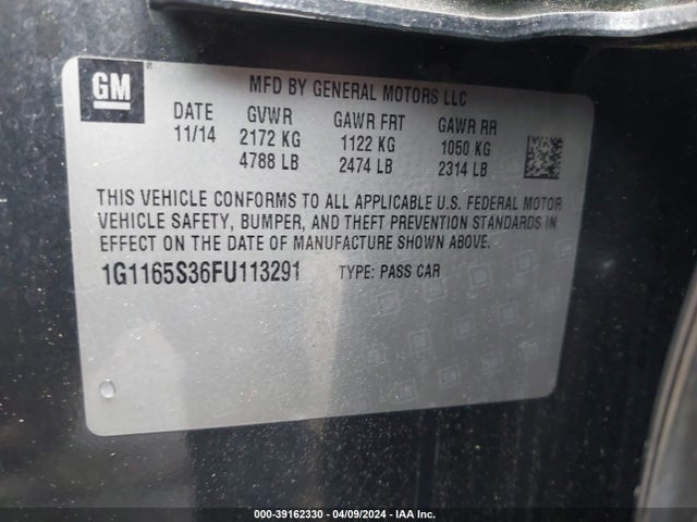 Chevrolet IMPALA 2LZ 2015 1G1165S36FU113291 Image 9