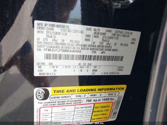Ford Expedition Xlt 2021 1FMJU1JT8MEA49586 Image 9