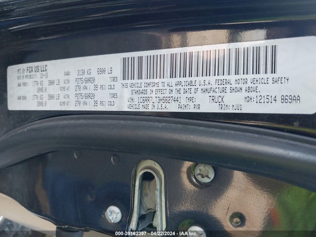 RAM 1500 Big Horn  4x4 5'7 Box 2017 1C6RR7LT3HS627441 Image 9