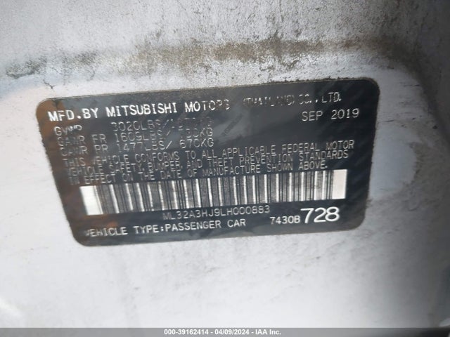 ML32A3HJ9LH000883 Mitsubishi Mirage Es/se