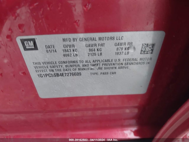 Chevrolet Cruze 1lt Auto 2014 1G1PC5SB4E7276609 Image 9