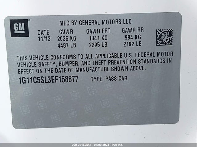 Chevrolet MALIBU 1LT 2014 1G11C5SL3EF158877 Image 9