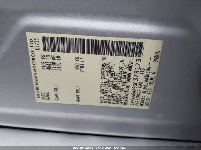 Nissan Maxima 3.5 Sv 2016 1N4AA6AP2GC378173 Image 9