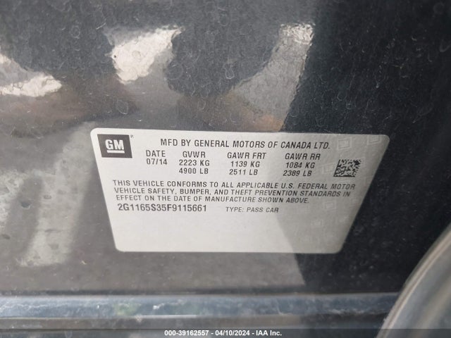 Chevrolet IMPALA 2LZ 2015 2G1165S35F9115661 Image 9