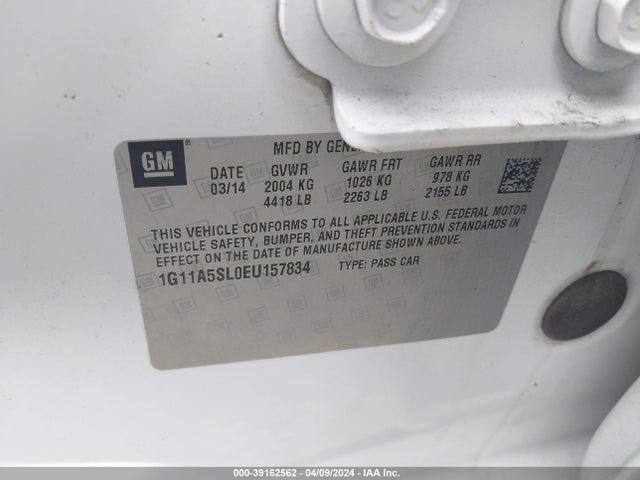 Chevrolet Malibu 1fl 2014 1G11A5SL0EU157834 Image 9