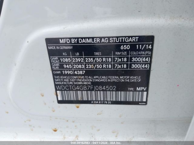 WDCTG4GB7FJ084502 Mercedes-Benz Gla 250 4matic