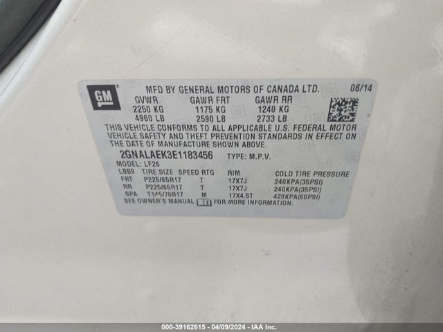 Chevrolet EQUINOX LS 2014 2GNALAEK3E1183456 Image 9