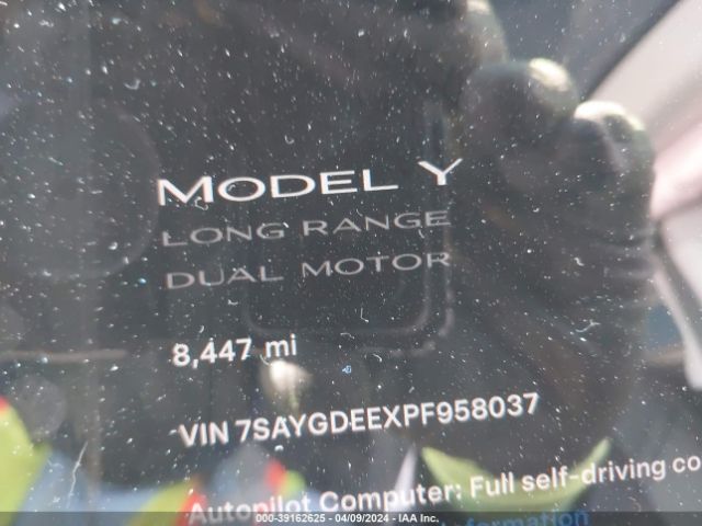7SAYGDEEXPF958037 Tesla Model Y