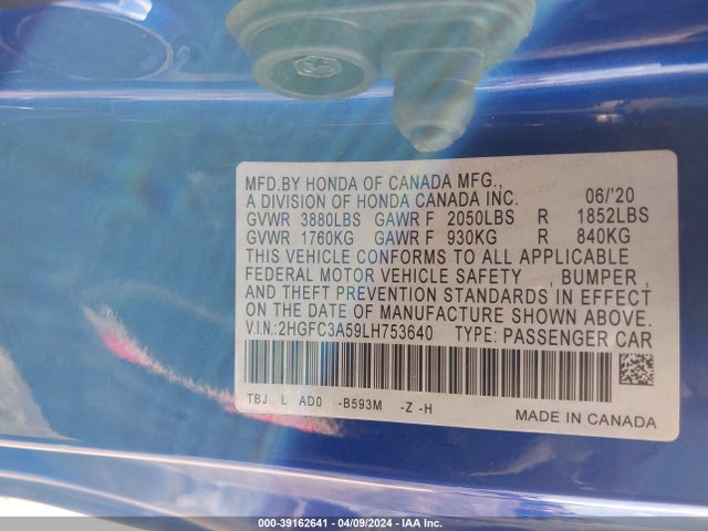 Honda CIVIC SI COUPE 2020 2HGFC3A59LH753640 Image 9