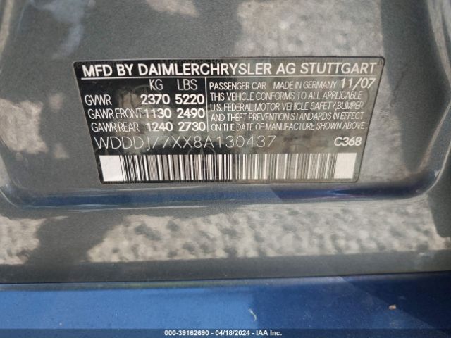 2008 MERCEDES-BENZ CLS 63 AMG WDDDJ77XX8A130437 Photo 8