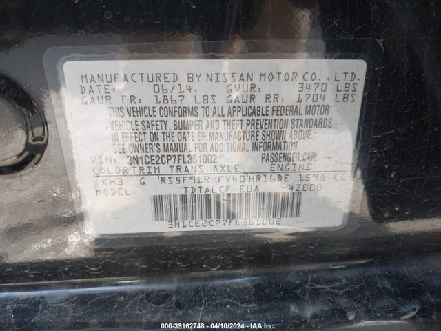 Nissan Versa Note S (sr) 2015 3N1CE2CP7FL361002 Image 9