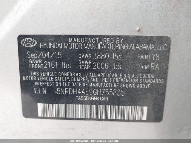 Hyundai ELANTRA SE 2016 5NPDH4AE9GH755835 Image 9