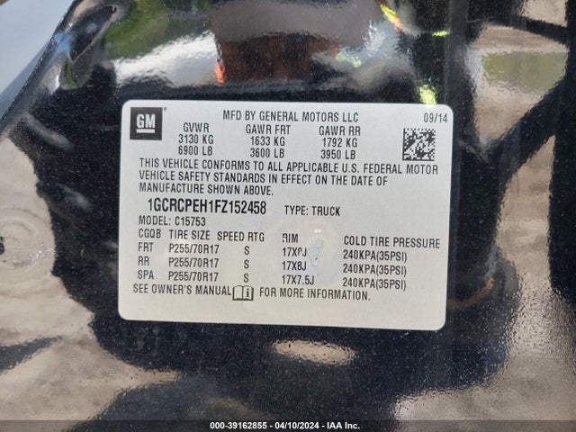 Chevrolet Silverado 1500 Wt 2015 1GCRCPEH1FZ152458 Image 9