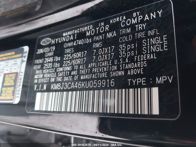 Hyundai Tucson Value 2019 KM8J3CA46KU059916 Image 9