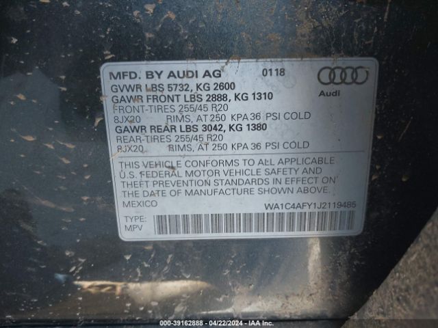 WA1C4AFY1J2119485 Audi Sq5 3.0t Premium Plus