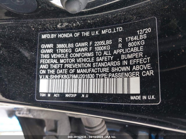 Honda Civic Type R Touring 2021 SHHFK8G79MU201830 Image 9