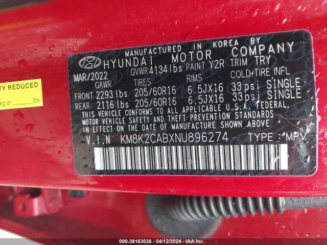 Hyundai Kona Se 2022 KM8K2CABXNU896274 Image 9