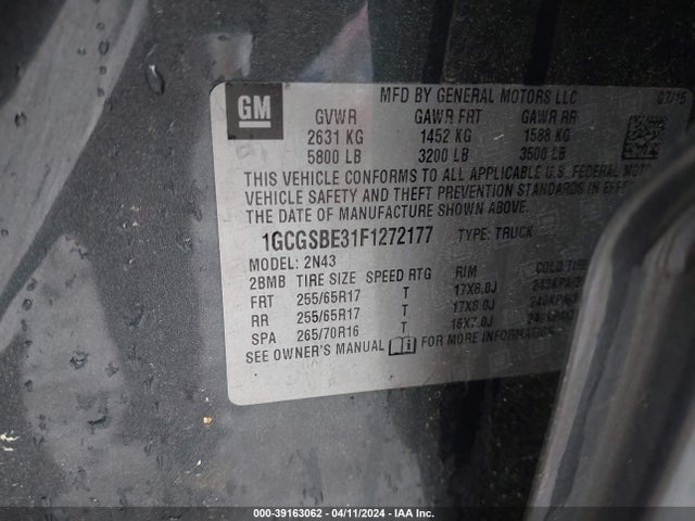 Chevrolet Colorado Lt 2015 1GCGSBE31F1272177 Image 9
