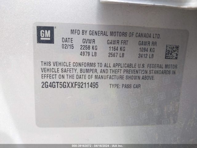 2G4GT5GXXF9211495 Buick REGAL GS