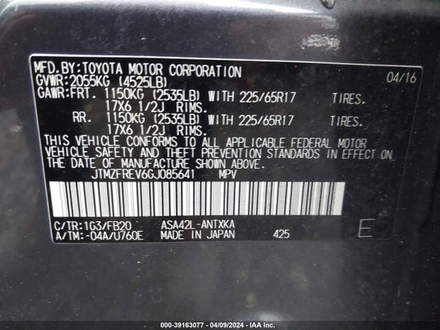Toyota RAV4 LE 2016 JTMZFREV6GJ085641 Image 9
