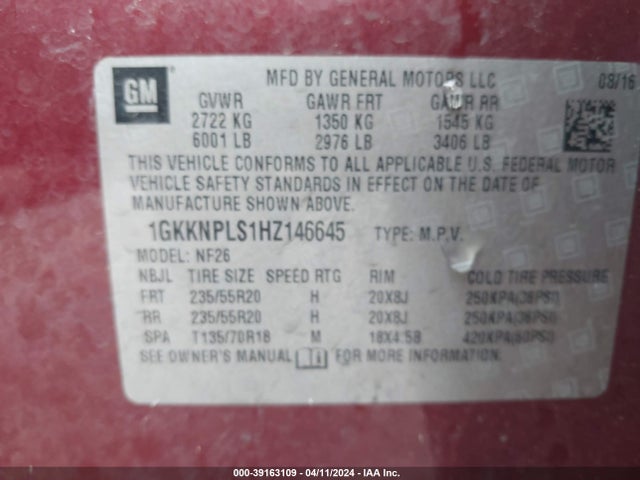 GMC Acadia Denali 2017 1GKKNPLS1HZ146645 Image 9