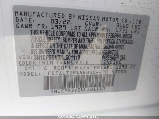 Nissan Kicks Sr Xtronic Cvt 2022 3N1CP5DV0NL501110 Image 9