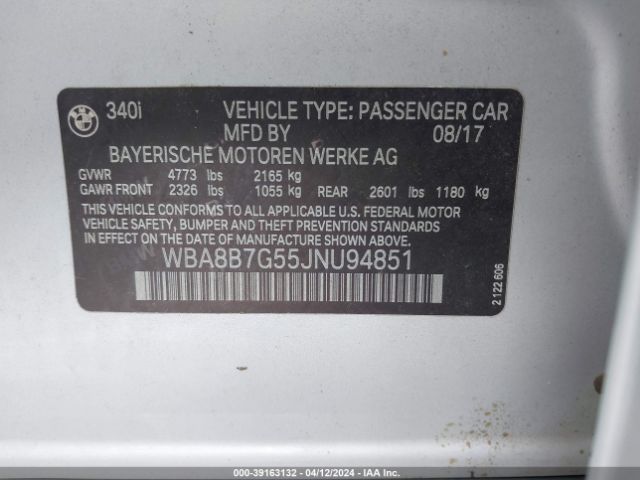 WBA8B7G55JNU94851 BMW 340i Xdrive