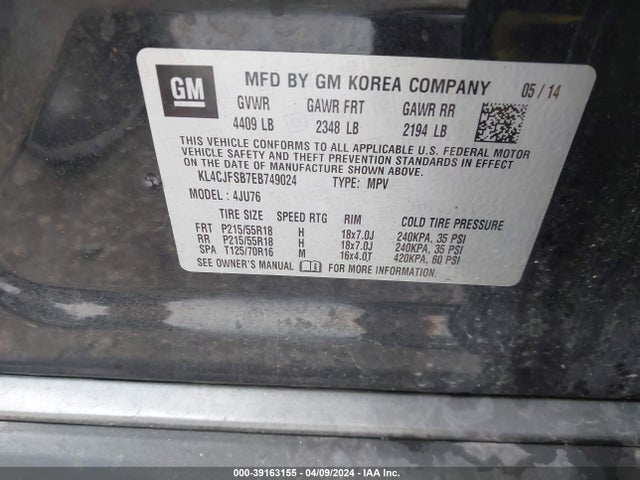 Buick Encore Convenience 2014 KL4CJFSB7EB749024 Image 9